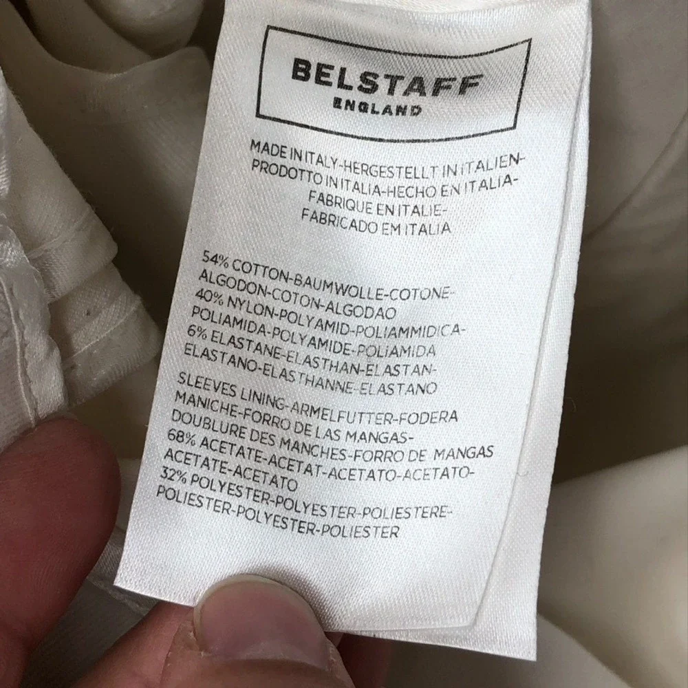 Belstaff Moto Biker Jacket Womens 40 Medium White Edgy Bold Urban Teacher Office